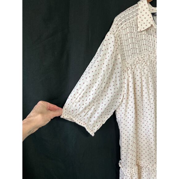 Zara Cream Polka Dot Mini Dress - Picture 3 of 14